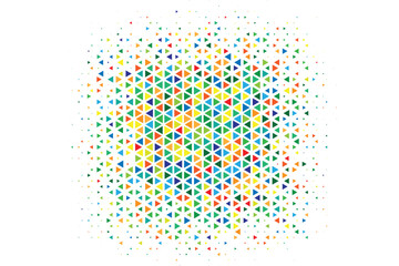 Vibrant Colorful Triangle Halftone Pattern with Rainbow Geometric Shapes for Creative Background and Playful Brand Identity Vector Illustration