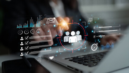 A dashboard for customer relationship management (CRM). The data analysis and market research help...