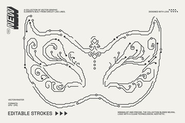 Abstract circuitry designs showcasing geometric and minimalist aesthetics with editable strokes