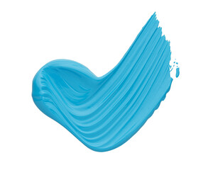 Blue paint brush stroke on white
