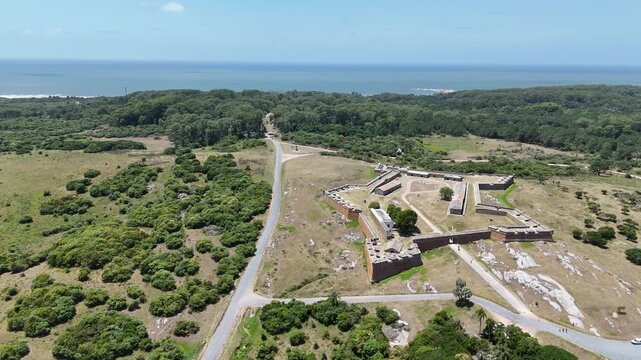 Aerial view with drone from Fort of Santa Teresa in Uruguay
