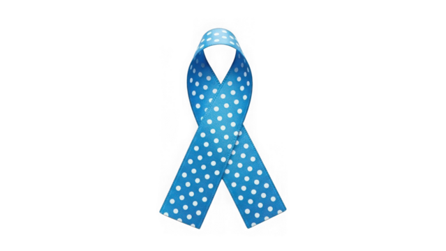 Blue ribbon with white polka dots on transparent background isolated - Powered by Adobe