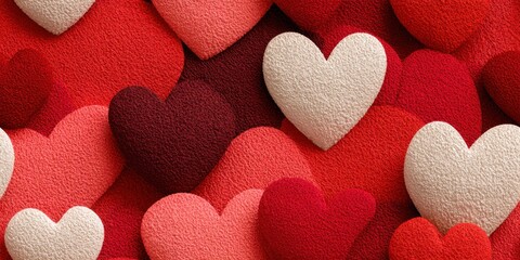 Obraz premium Assortment of textured hearts in various shades of red and white