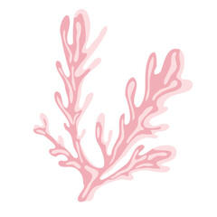 Obraz premium Cute kids style pale pink branching coral isolated underwater element vector illustration