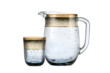 transparant Glass and jug with milk isolated on white background