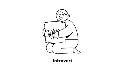 Calm solitary figure embracing a pillow in quiet introspection.