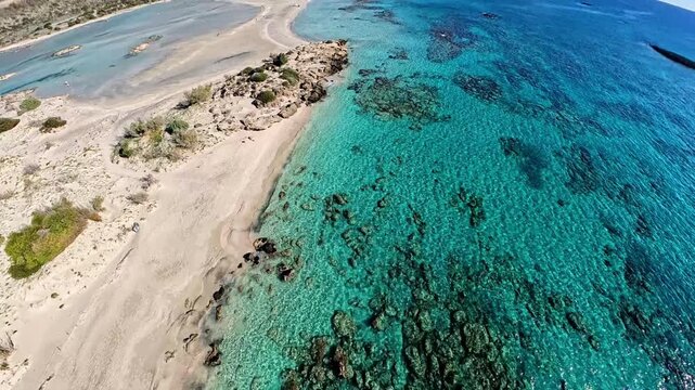 Elafonissi Beach Lagune Crete Greece Drone Flight 4K