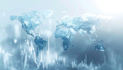 Global Connectivity: An artistic representation of the world map with dynamic digital lines and glowing effects, embodying concepts of global interconnectedness, data flow, and modern communication.