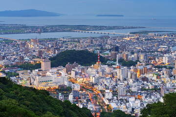 Obraz premium Tokushima, Japan Downtown City Skyline