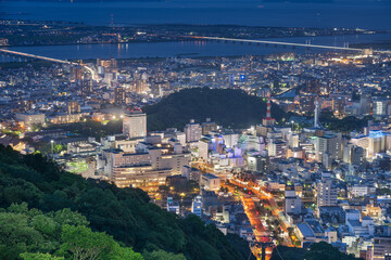 Fototapeta premium Tokushima, Japan Downtown City Skyline