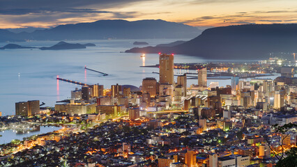 Takamatsu, Japan Downtown City Skyline at Dawn
