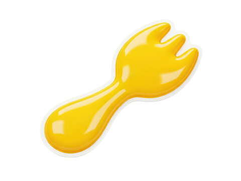 Puffy sticker style 3D illustration, a fast food spork on a white background