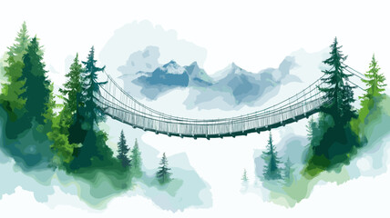 Capilano Suspension Bridge Park. Capilano Suspension Bridge Park hand drawn watercolor illustration