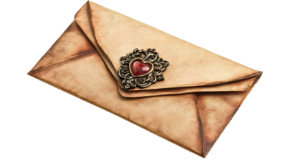 envelope with valentine motif isolated on white