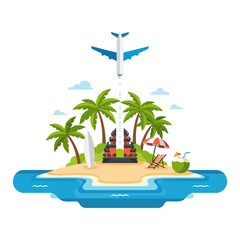 Holiday to bali flat design illustration