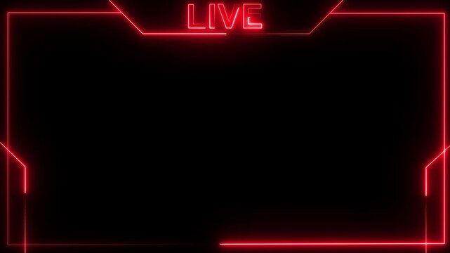 live streaming neon text frame animation box frame neon frame live streaming game live Stream overlay animation for live streaming video Titles futuristic hud frame with facecam 4k