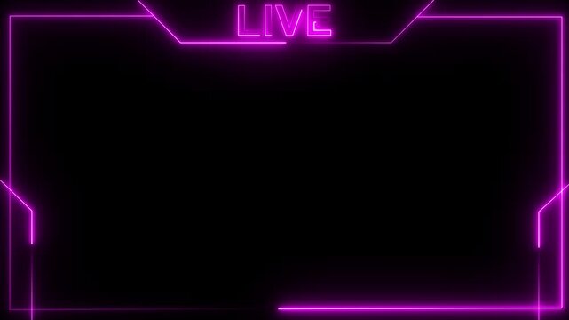 live streaming neon text frame animation box frame neon frame live streaming game live Stream overlay animation for live streaming video Titles futuristic hud frame with facecam 4k