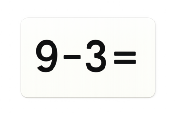Subtraction math problem flashcard for elementary education