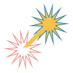 Colorful collision of stars with radiant rays for festive celebration cosmic event explosion supernova burst sparkle illumination glow light concept