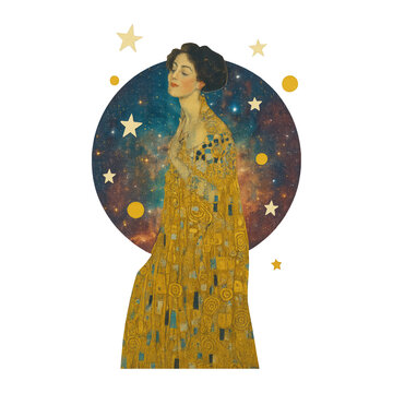 PNG Elegant cosmic woman illustration