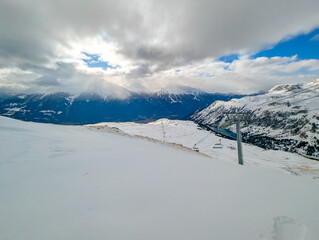 Obraz premium Aussois Ski Resort France Winter Aerial