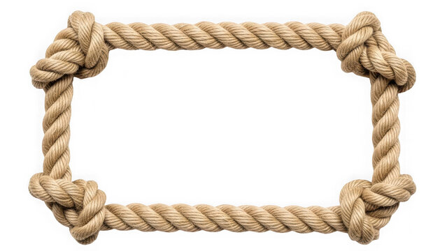 Rope frame with knots isolated on transparent background