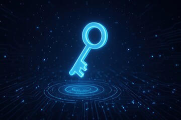 Unlocking digital security key symbol in technology graphic environment futuristic viewpoint
