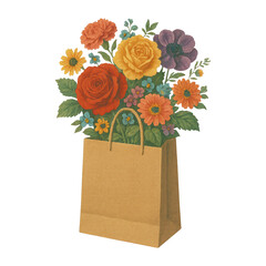 Fototapeta premium PNG Vibrant floral bouquet illustration