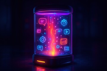 Digital innovation showcase futuristic technology display virtual environment conceptual perspective