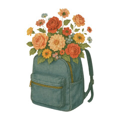 Fototapeta premium PNG Floral backpack art illustration