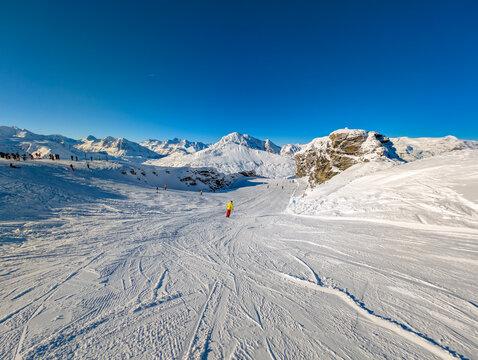 Val Cenis Ski Resort France Winter Aerial, France