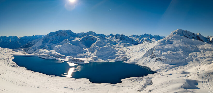 Val Cenis Ski Resort France Winter Aerial, France