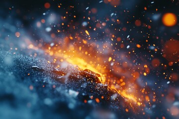 Bright and fiery stars in an interstellar space background with cool blue hues.