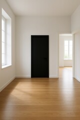 Minimalist interior design modern apartment empty room bright environment wide angle view contemporary concept for living spaces