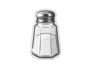 Puffy sticker style 3D illustration, a salt shaker on a white background