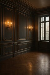 Elegant room with vintage lighting historical building interior design cozy ambiance captured perspective aesthetic appeal