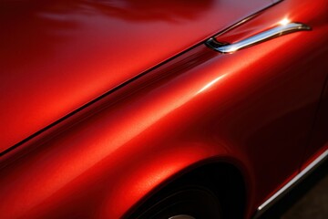 Dynamic red car urban street automotive modern environment artistic angle visual impact