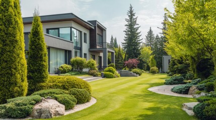 beautiful mansion surrounded by trees