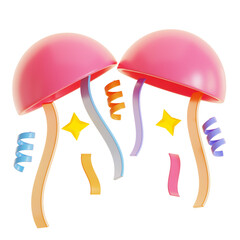 Double Balloon Pop Surprise 3D Illustration