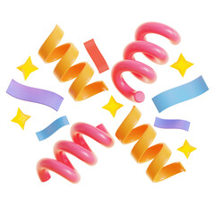 Festive Streamer Swirl 3D Illustration