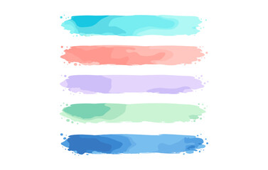 Obraz premium Colorful watercolor brush strokes in blue, pink, purple, green, teal pastels