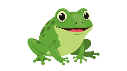 Obraz premium Cute Green Frog Cartoon Mascot Vector Illustration with Big Eyes and Smile for Kids Print Design
