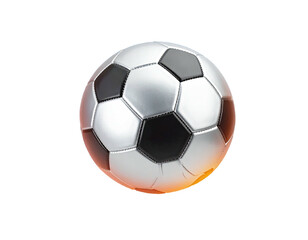 Fototapeta premium Shiny silver and black soccer ball on dark backdrop