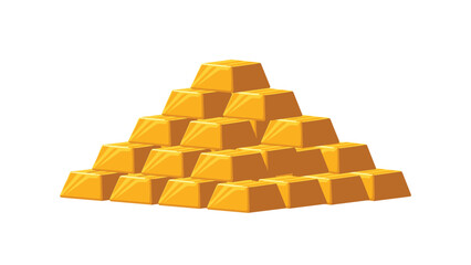 A substantial pyramid formation composed of numerous gleaming gold bars, meticulously stacked to represent immense wealth, investment, and financial prosperity on a clean white background.