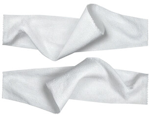 Folded white fabric strips, texture visible