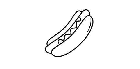Minimal hot dog sketch icon simple street food illustration on white background