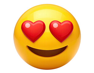 Round yellow face with red hearts for eyes, and a smile