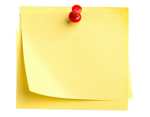 Yellow sticky notes with red pin against black background