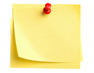 Yellow sticky notes with red pin against black background