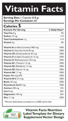Fototapeta premium Vitamin Facts, Supplement Facts, Nutrition Facts, Vitamin Chart, Nutrition Label, Vitamin Label, Vitamin Facts Nutrition Label Template for Dietary Supplement Vector Design